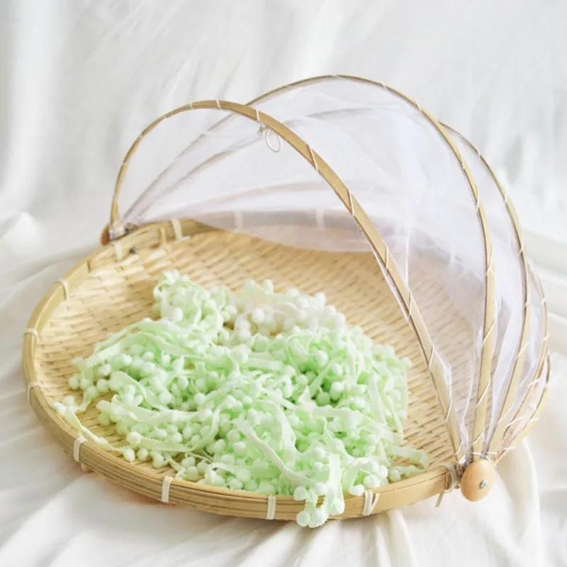 Round Dustpan Bamboo Woven Basket Drying Basket Household Steamed Bun Fruit Basket Vegetable Cover Fruit Vegetable Pasta Tray 3