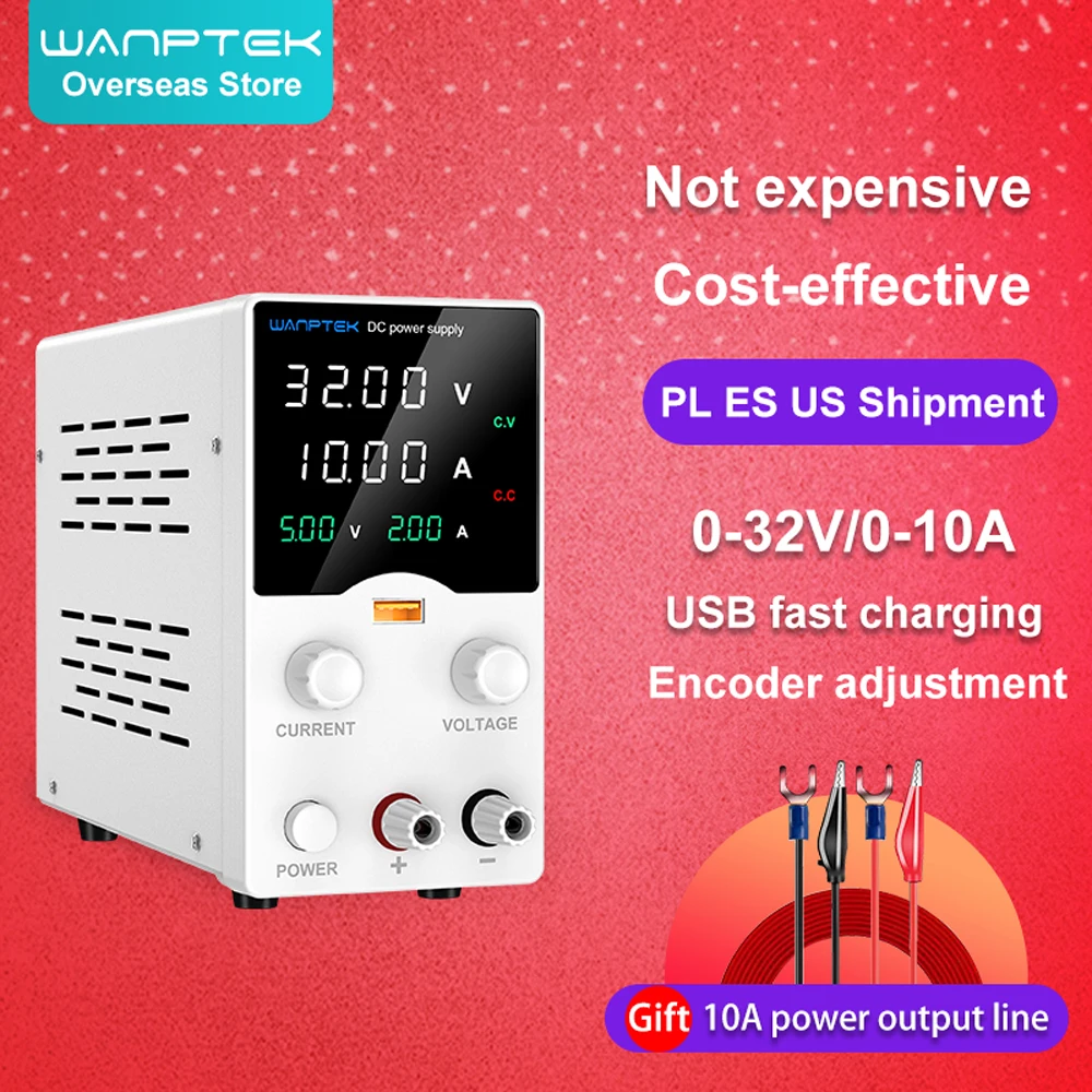 Wanptek laboratoire alimentation cc affichage de charge USB réglable ...