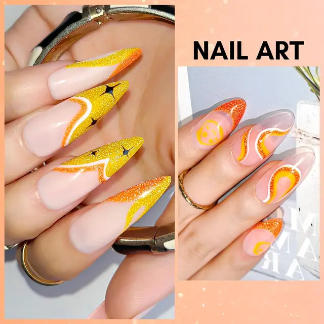 Reflective Orange Flash Diamond Gel Nail Polish - Image 5