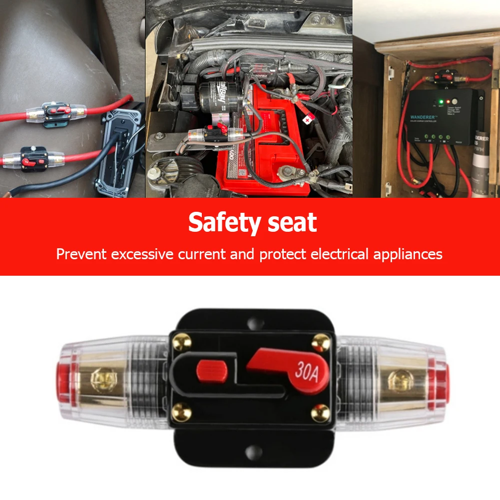 150A-15A 12V 24V Circuit Breaker Fuse Automatic Reset Short Protection Holder Switch Manual Reset for Car Audio Stereo Amplifier circuit breaker