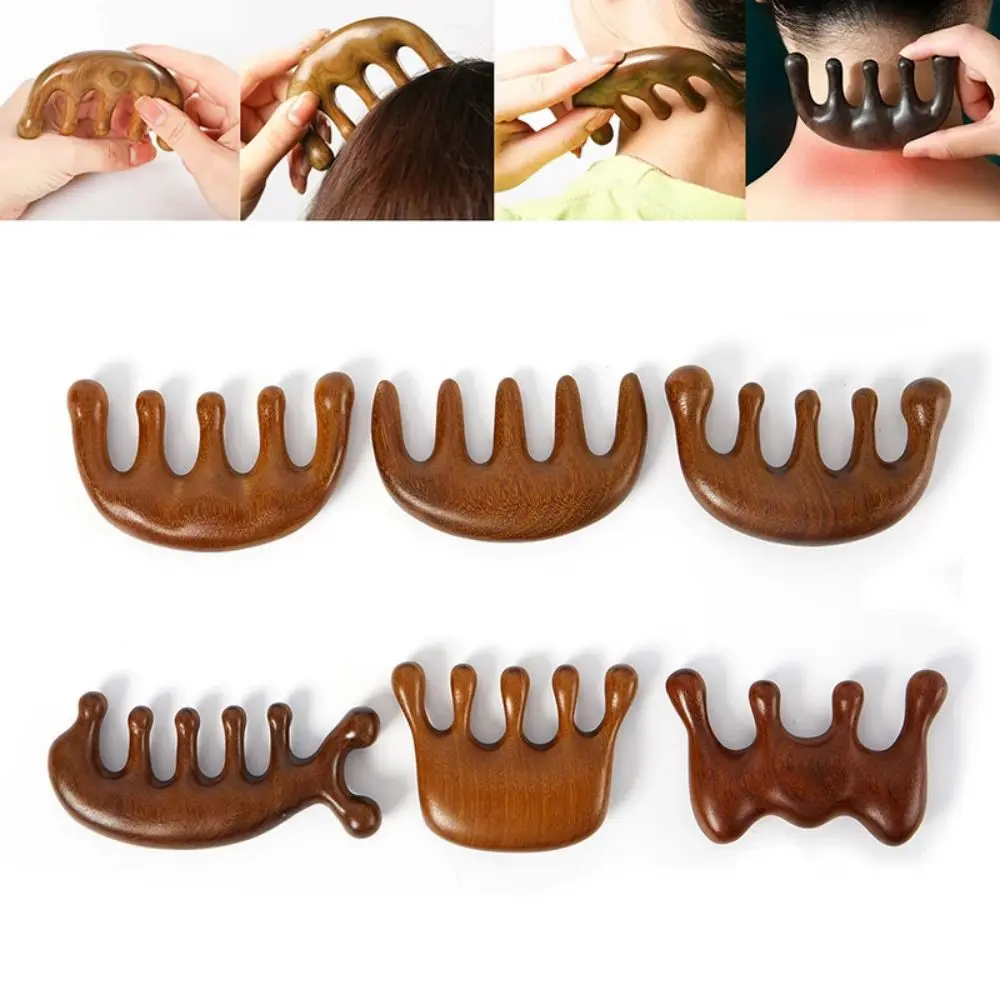 Massage Comb Head Face Scalp Gua Sha Massager Natural Facial Wide Tooth Guasha Scraping Body Massage