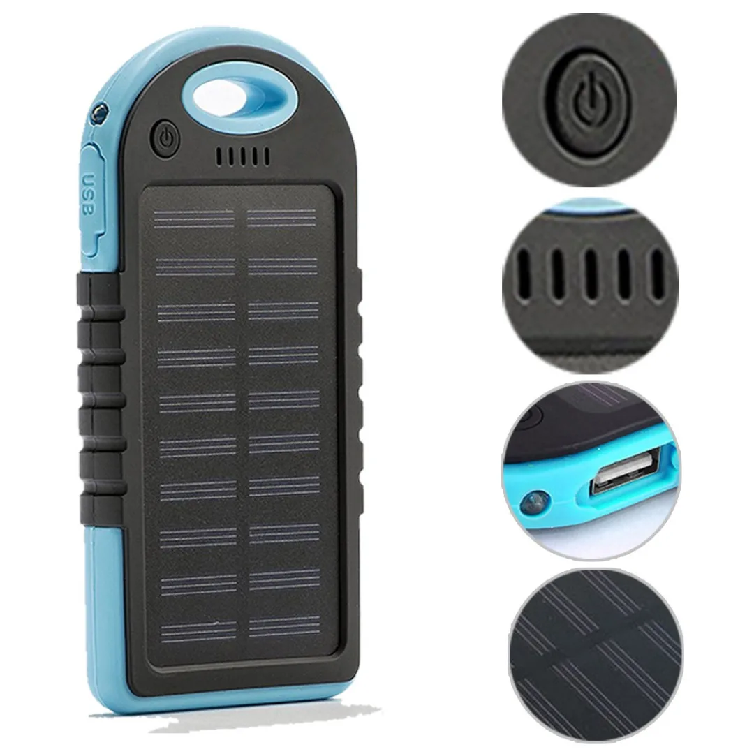 

1pc 4000mAh Solar Power Bank Dual USB Mobile Phone Fast Charger with LED Light Waterproof Outdoor Travel Powerbank 143x75 x15 mm