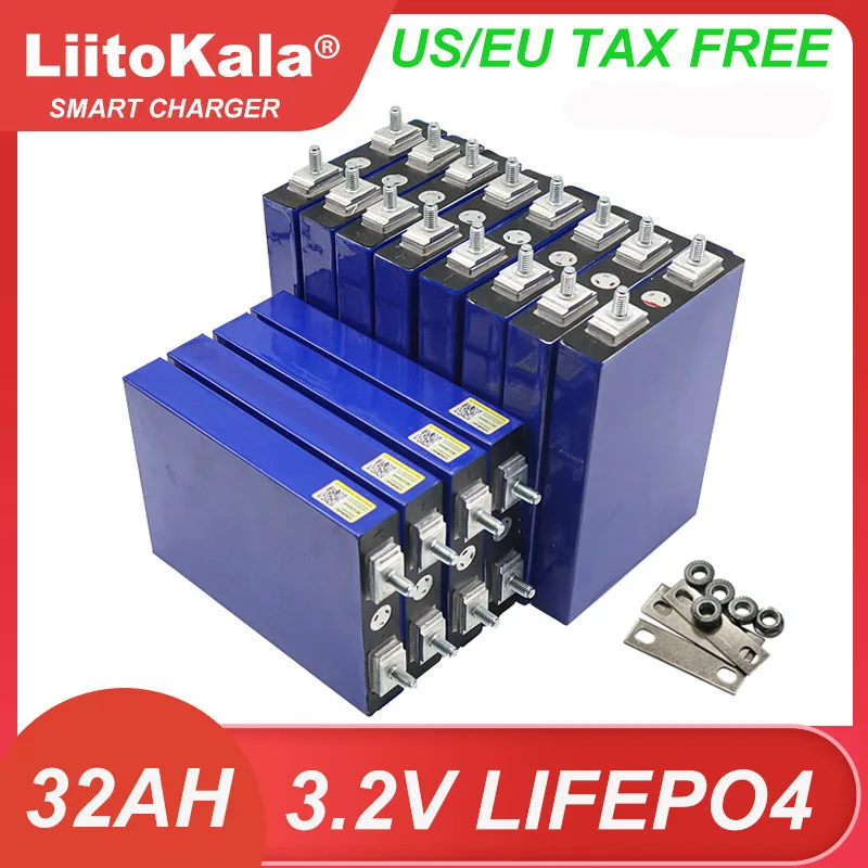 Liitokala-Paquete de batería de fosfato LiFePO4, descarga de 90A, 3,2 mAh, para motor de motocicleta y coche, Perno de modificación, 32000 V, 32Ah