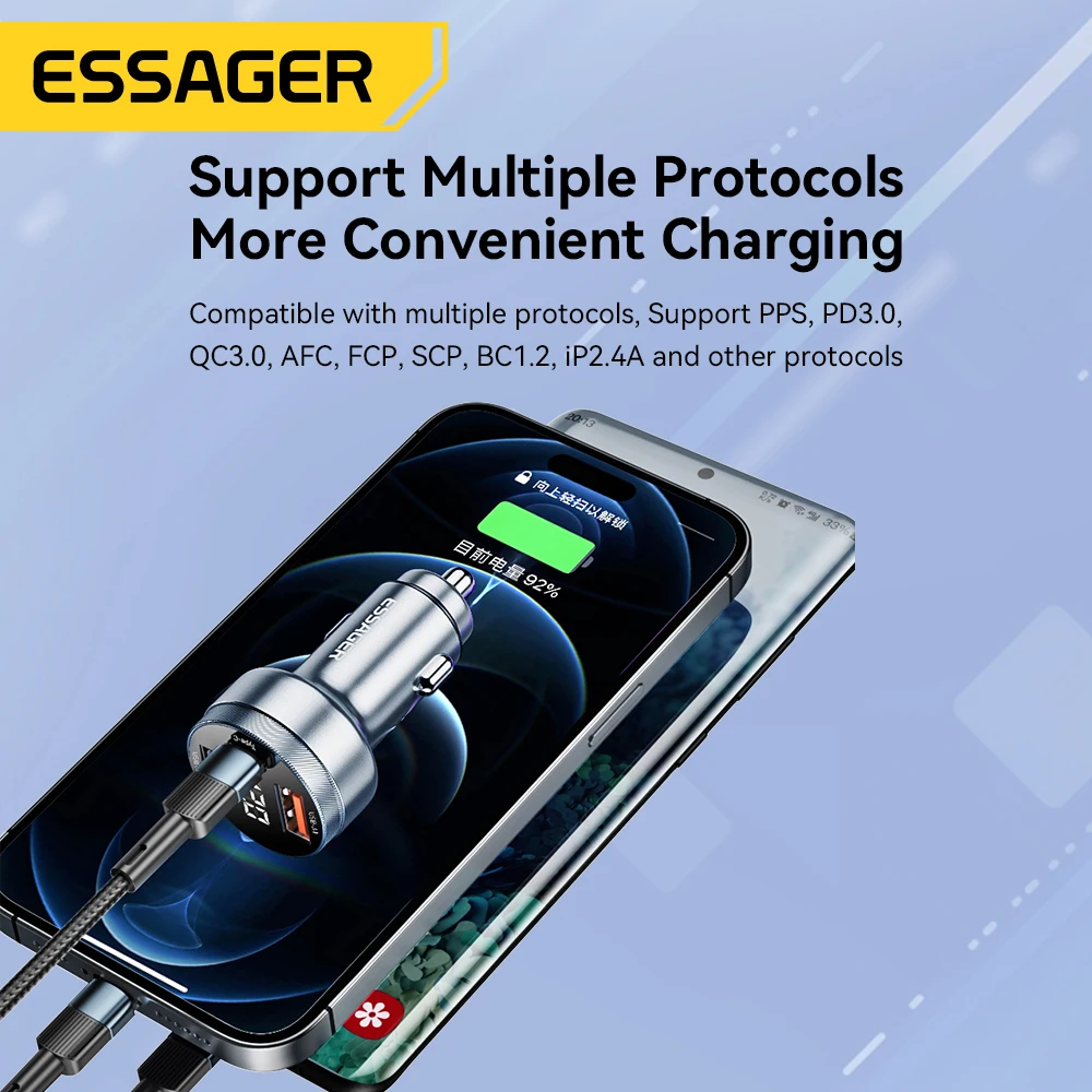 Essager 80W USB Car Charger PD USB Type C Quick Charge QC3.0 SCP 5A Fast Charger For iPhone 14 13 Xiaomi Samsung Phone Charger — view 3