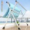 Stainless steel folding indoor and outdoor clothes drying rack 3 rod balcony clothes drying rack X-shaped retractable 3