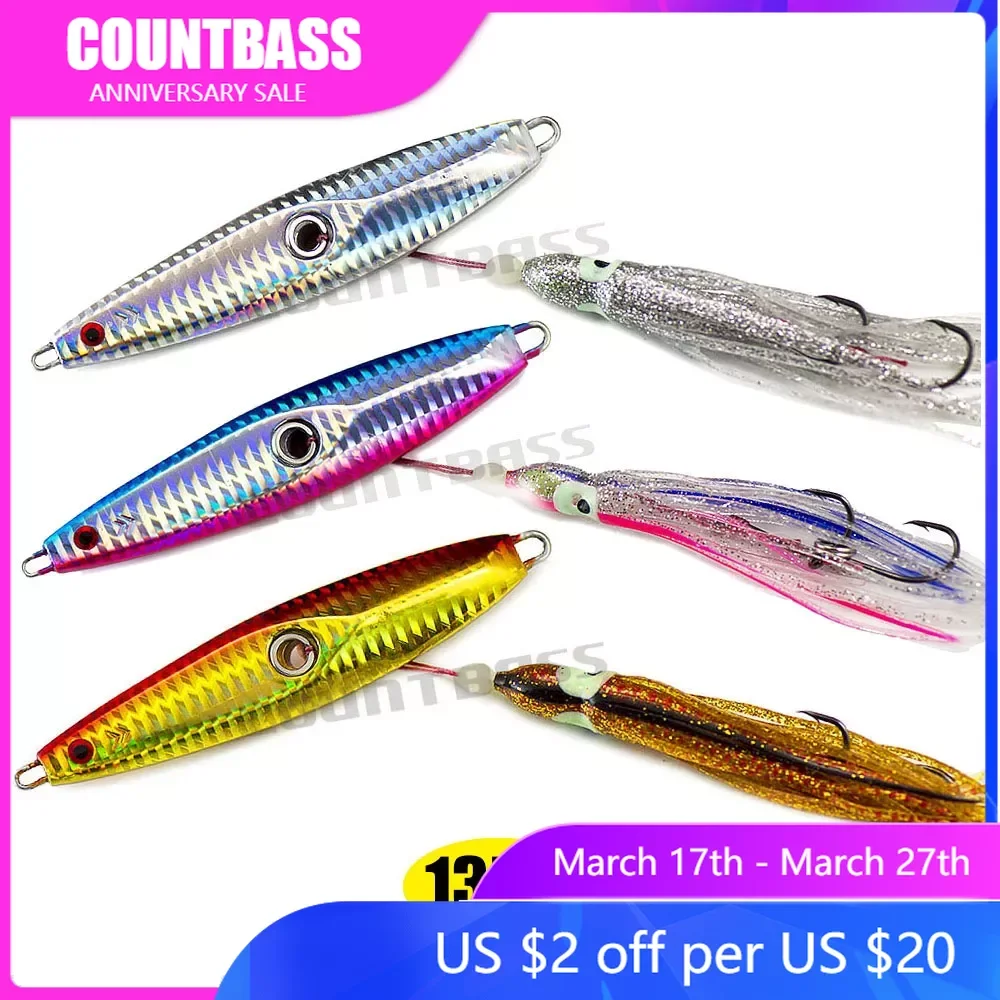 

3pcs 135g 4.8oz Countbass Inchiku Jig With Octopus Assist Hook, Salty Rubber Jigs, Snapper Fishing Lures