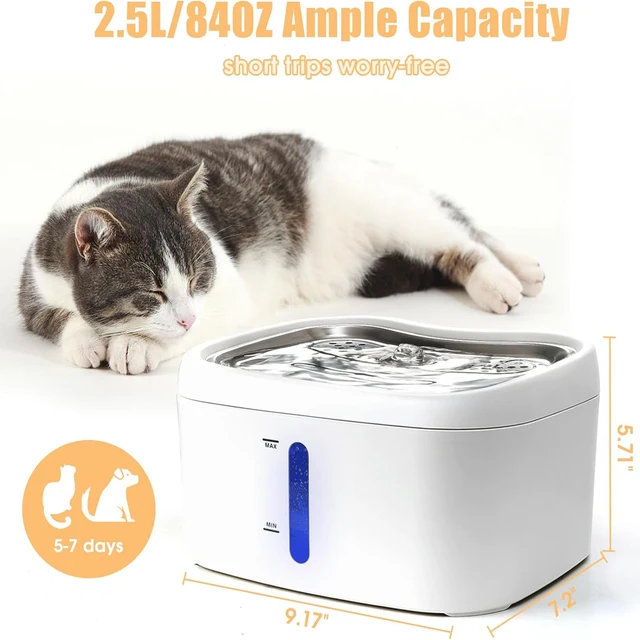 Tuya APP Cat Water Fountain 84 oz/2.5L Automatic Fountain Dog Water Fountain Suitable For Stainless Steel Pets Drinking Bowl 6