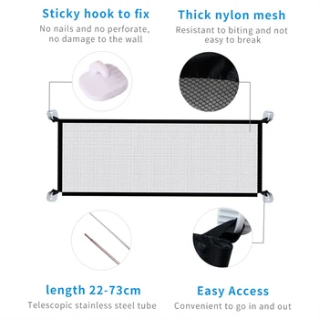 Dog Safety Gate Pet Safe Mesh Fence Portable Folding Baby Safety Gate Install Anywhere 110*72CM 3