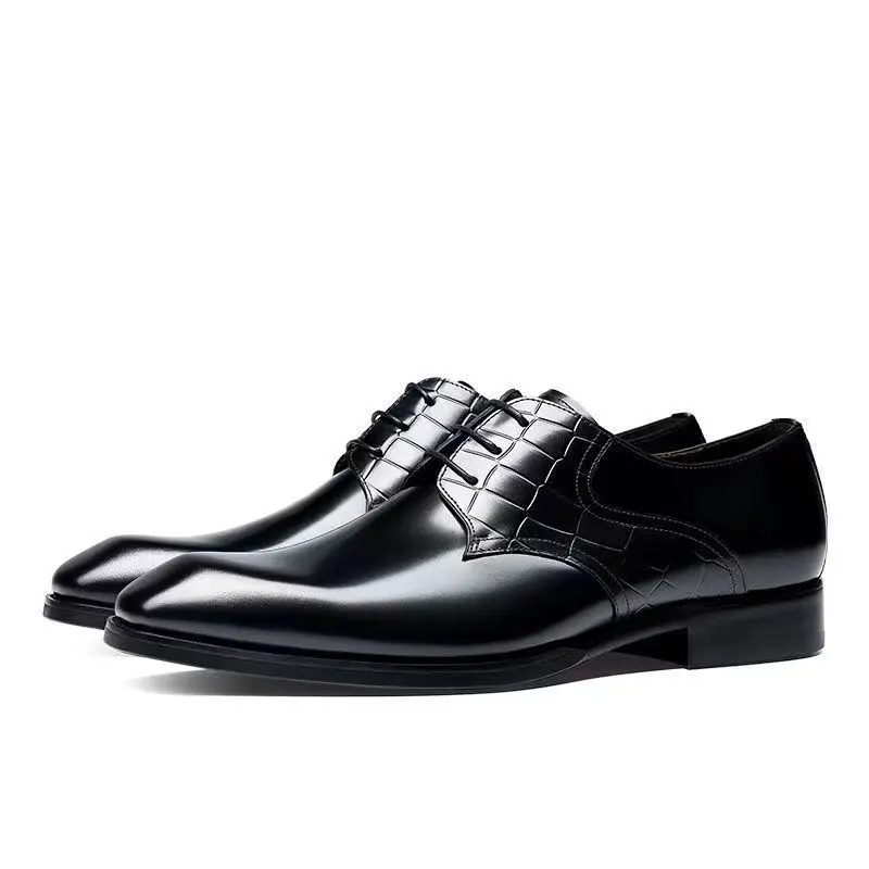 Handmade mens wingtip oxford shoes grey leather brogue men's dress shoes classic business formal for men