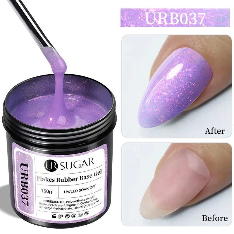 UR SUGAR 150g Neon Rubber Base Gel Polish Soak Off UV LED Glitter Gel Nails  DIY