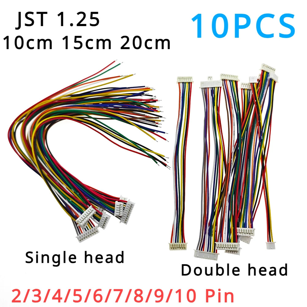 10PCS Mini Micro JST 1.25 2/3/4/5/6/7/8/9/10 Pin Female Plug Connector ...