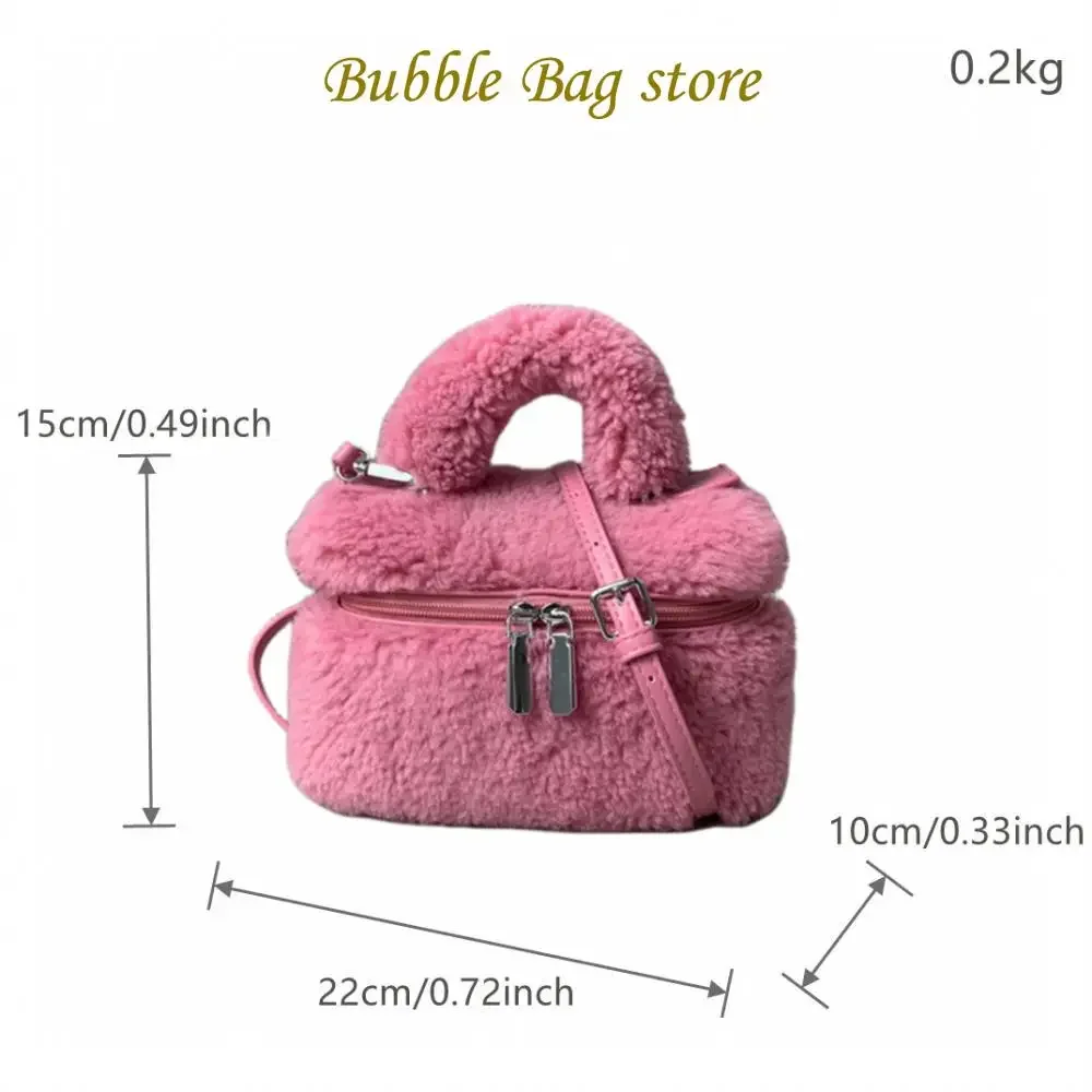 Fashion Solid Color Women Bucket Bags Luxury Soft Faux Fur Ladies Handbags Sweet Candy Colors Female Crossbody Bag Winter Purses