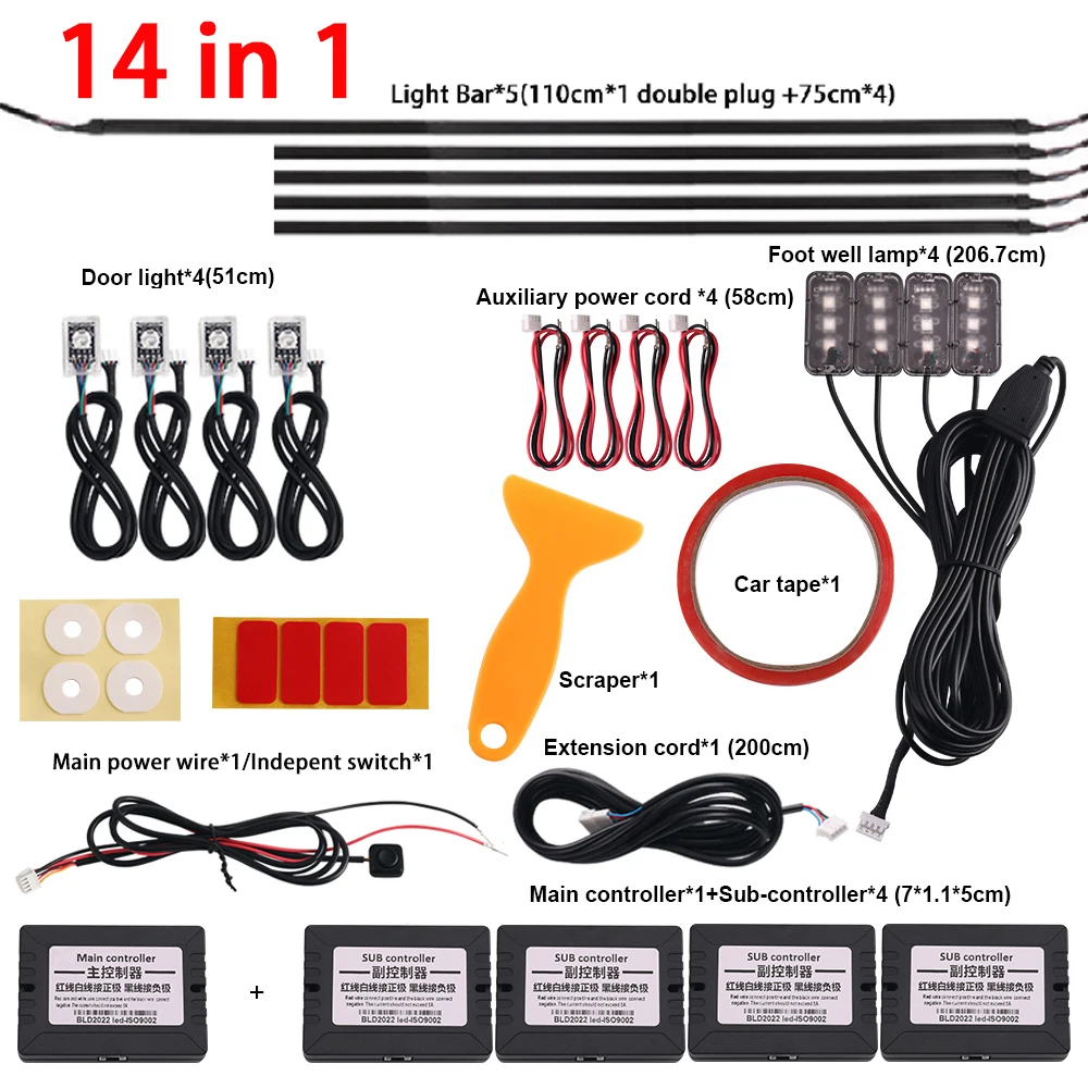 ตัวเลือกสินค้า รถ LED ตกแต่งบรรยากาศ 64 สี ควบคุมด้วยแอปพลิเคชัน
