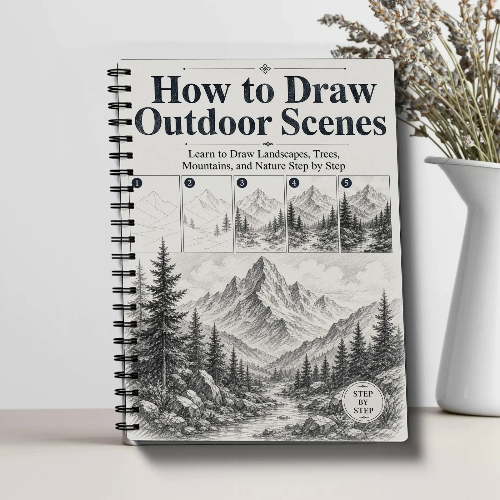 Guida passo dopo passo per disegnare scene all'aperto: padroneggia l'arte dei paesaggi, degli alberi, delle montagne e della natura - Libro di base sul disegno