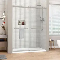 Sunrosa 44""-48"" W X 76"" H Frameless Shower Door, Clear Tempered Glass 5/16""(8Mm), Double Sliding Shower Door, Aluminum 1