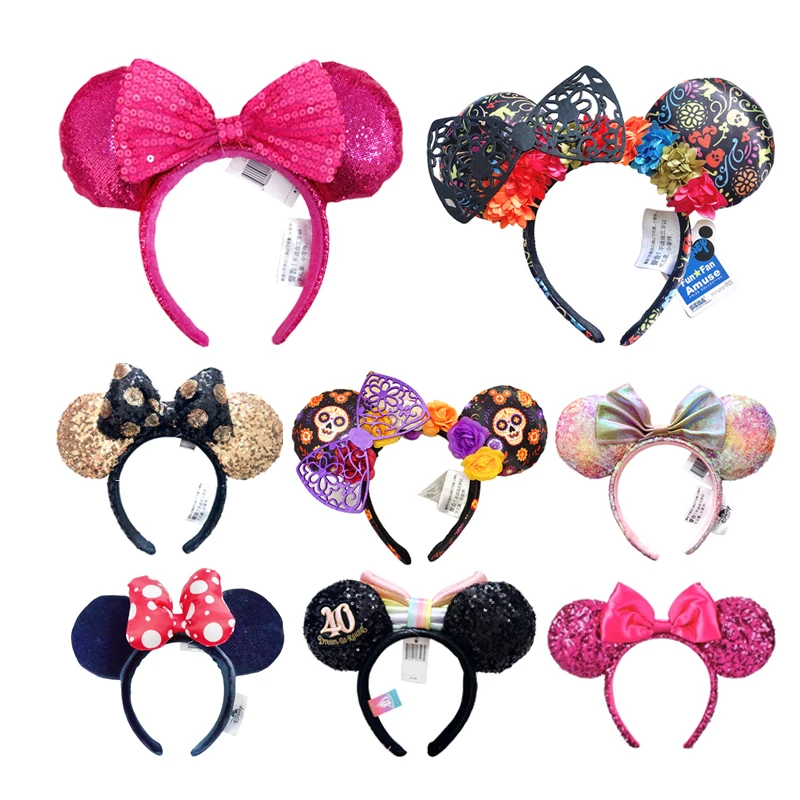 Disney Halloween Mickey Mouse Headband Shanghai Disney Cartoon Pumpkin Headband Cosplay Plush Adult/Kids Headband