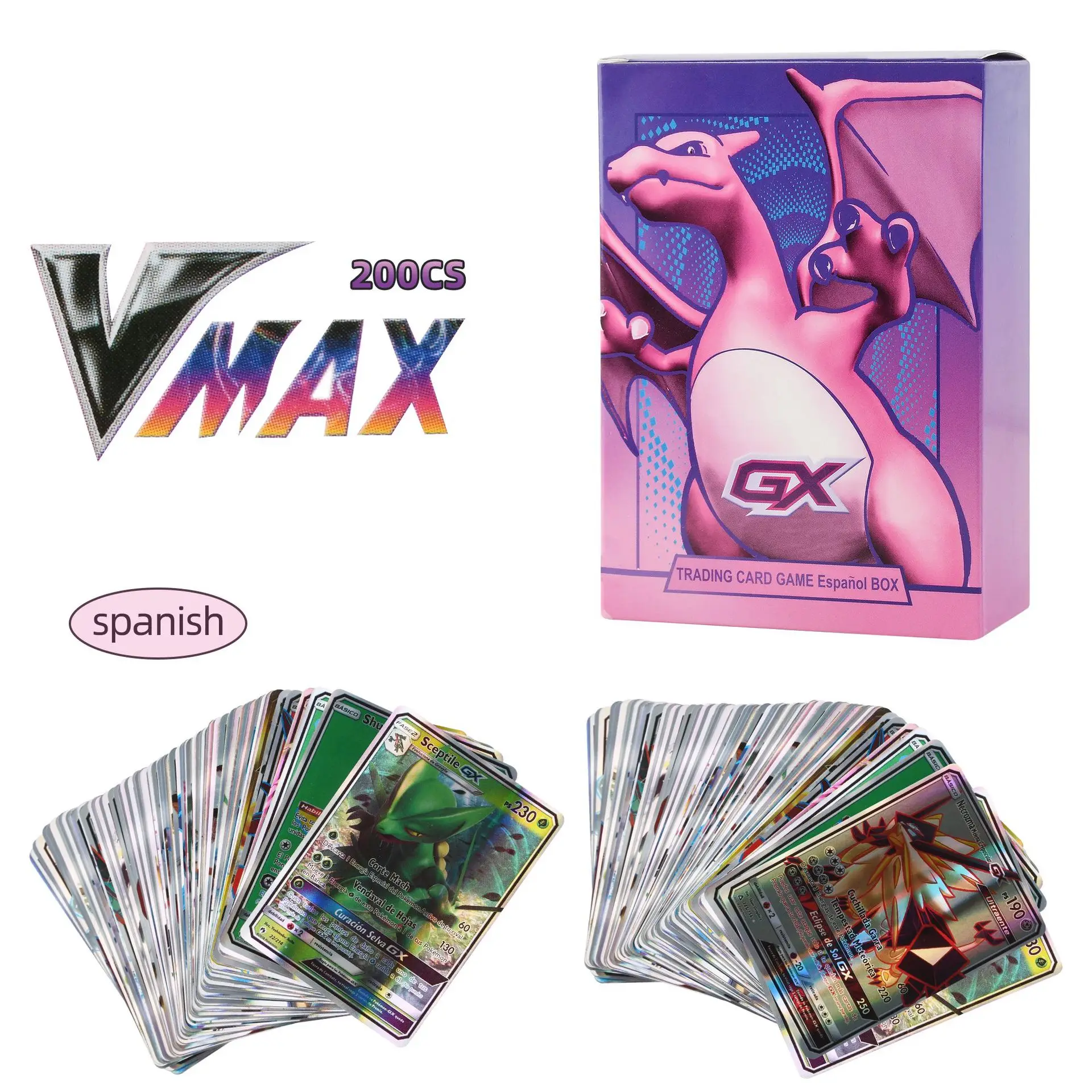 

New Spanish Pokemeeon Gx Vmax Whole Box Entertainment Collection Board Game Battle Card Animation Peripheral Kids Gift