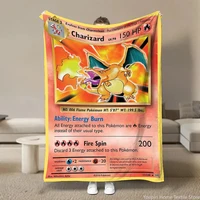 Japanese Anime Pokemon Card HD Cartoon Plush Blanket for Bed Sofa Soft Flannel Throw Fluffy Children Picnic Blankets Kids Gift 2