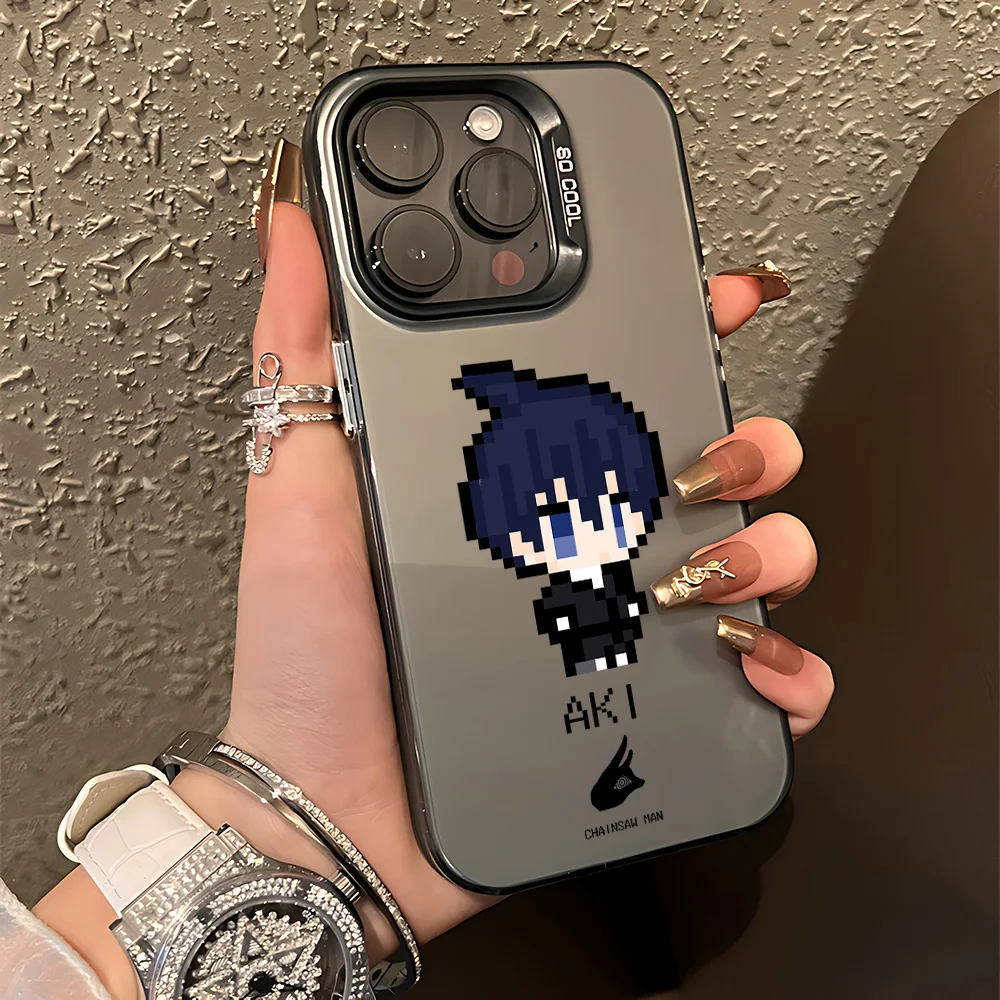 Lovely Pixel Chainsaw Man Phone Case - Anti-Fall Matte Back Cover