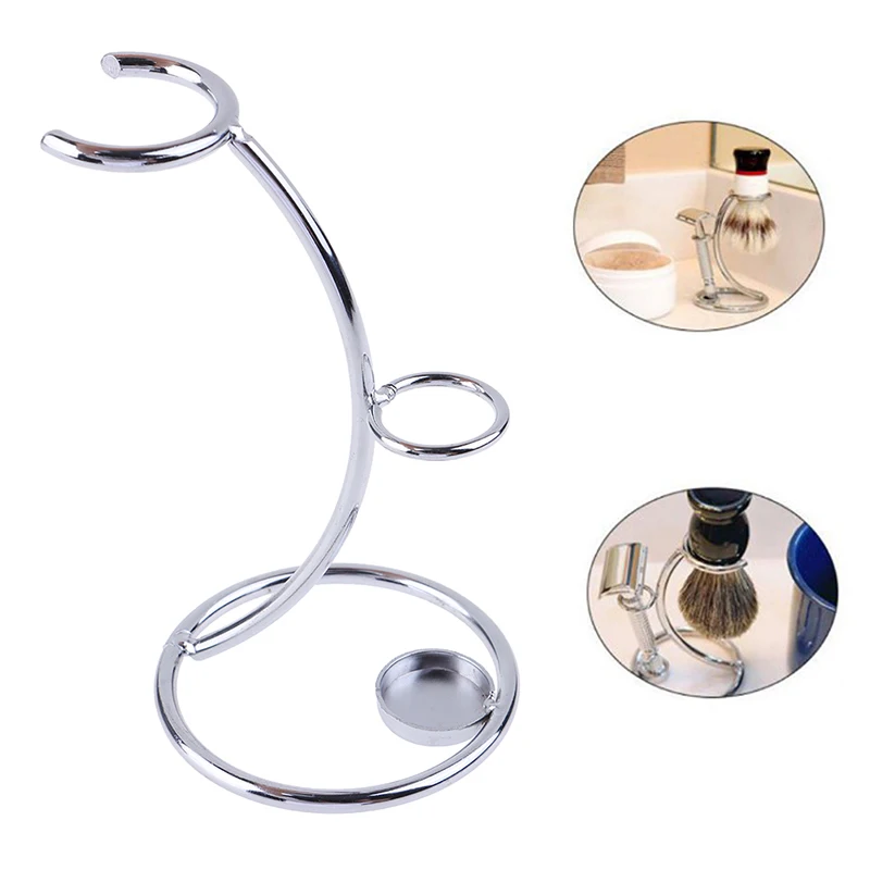 BeardMensShavingRazorAndBrushStandShaverStainlessSteelHolder