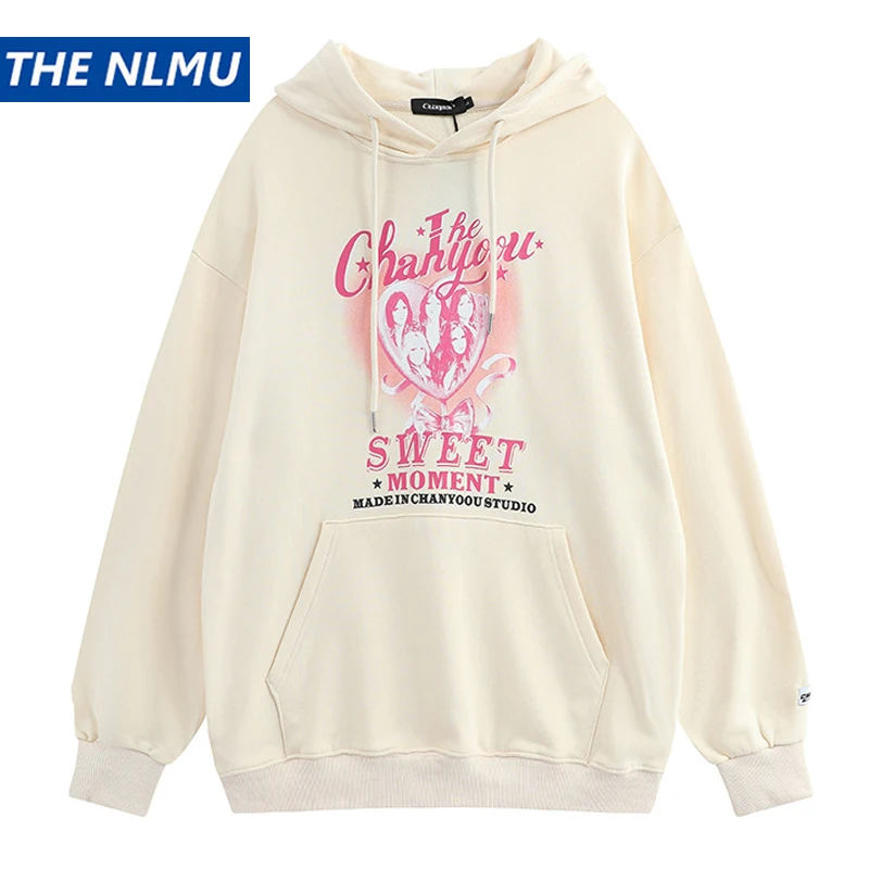 

Hip Hop Hoodie Streetwear Sweatshirt Letter Graphic Harajuku Hoodie 2023 Autumn Cotton Men Hooded Pullover Black