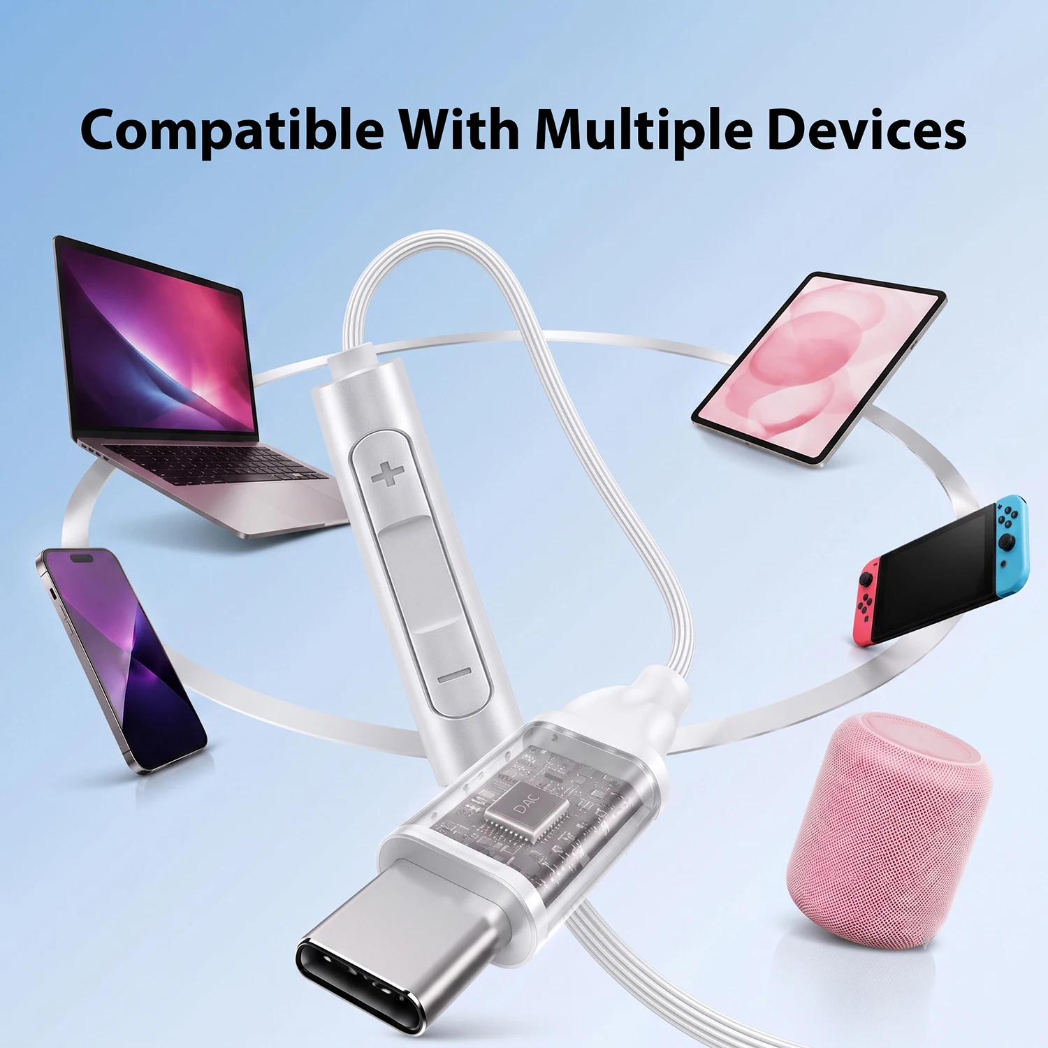High-Fidelity USB Type C Wired Headphones with Stereo Sound, Bass Boost, and In-Line Mic