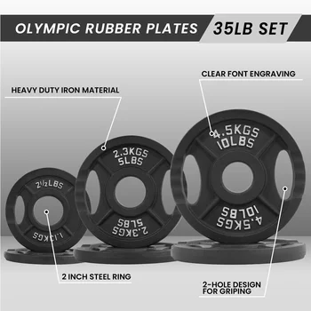 Durable Cast Iron Weight Training Plates, 2″ 35 lb Set! 🏋️‍♂️💪 4