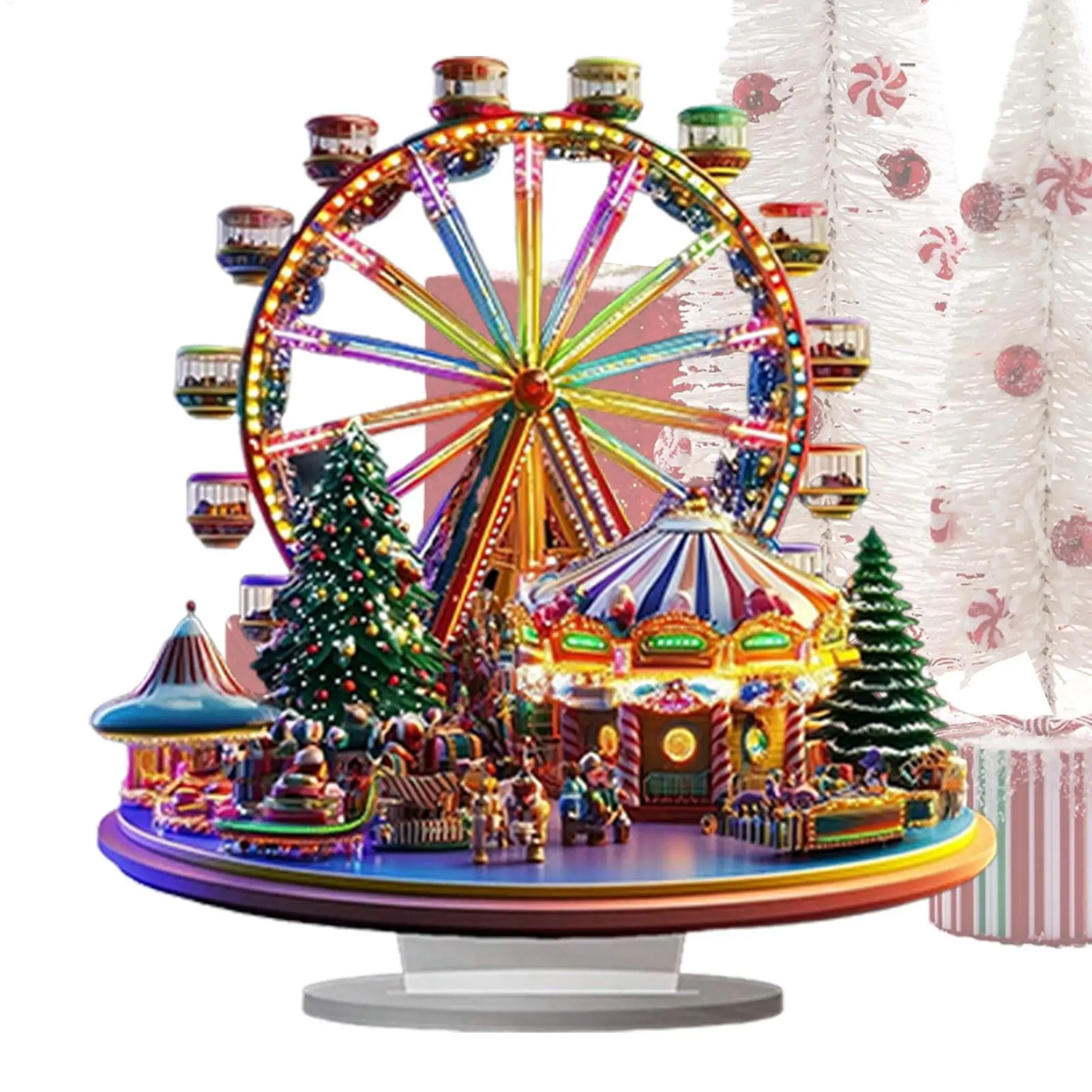 Christmas Ferris Wheel Ornament Acrylic Ferris Wheel Display Board 2D Ferris Wheel Shelf Ornaments Desktop Ferris Wheel Decor