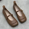 Retro Style Handmade Shoes All Leather Flat Bottomed Women's Shoes Loafers Cowhide Shoes  Mother's  Elderly Shoes 2
