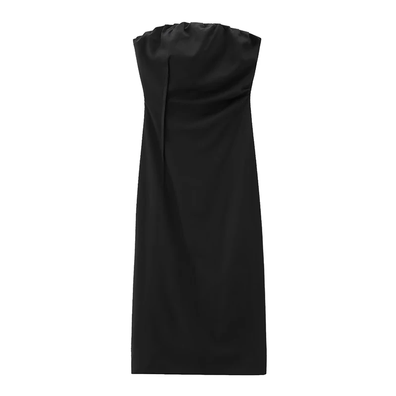 Womens Strapless Dresses Summer Slim Midi Dress Women Ruffled Off Shoulder Backless Sexy Dress Prom Vestidos