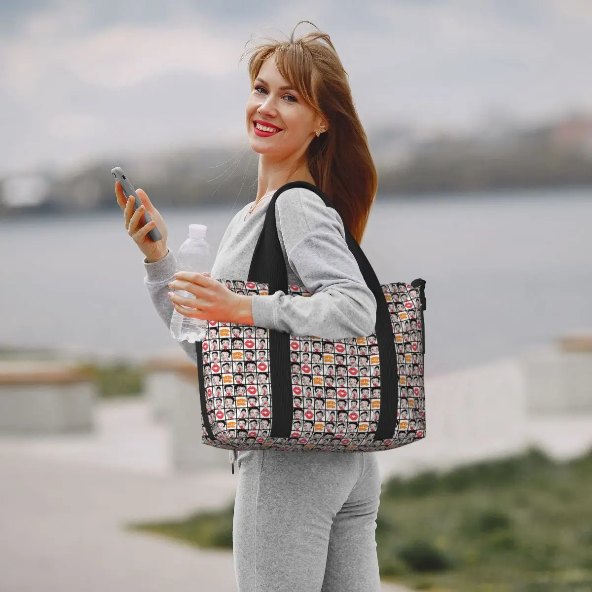 Sexy Doll Boops Bettys Collage Beach Tote Bag for Women Big Compartment Beach Gym Travel Bags