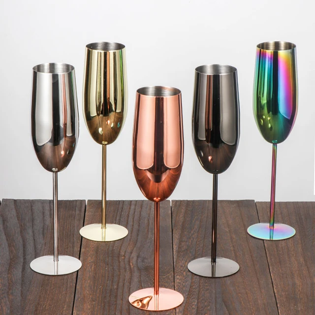 Stainless Steel Wine Flutes, Champagne Steel Glasses