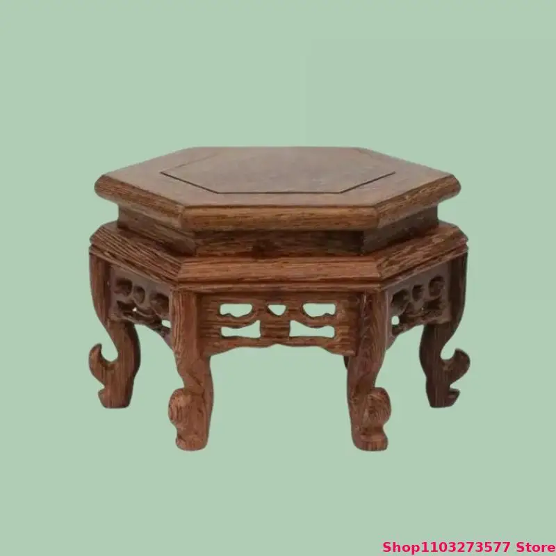 Natural Wooden Decorative Frame Home Flowerpot Vase Display Base Miniature Model Sculpture Base Attic Bonsai Plant Rack