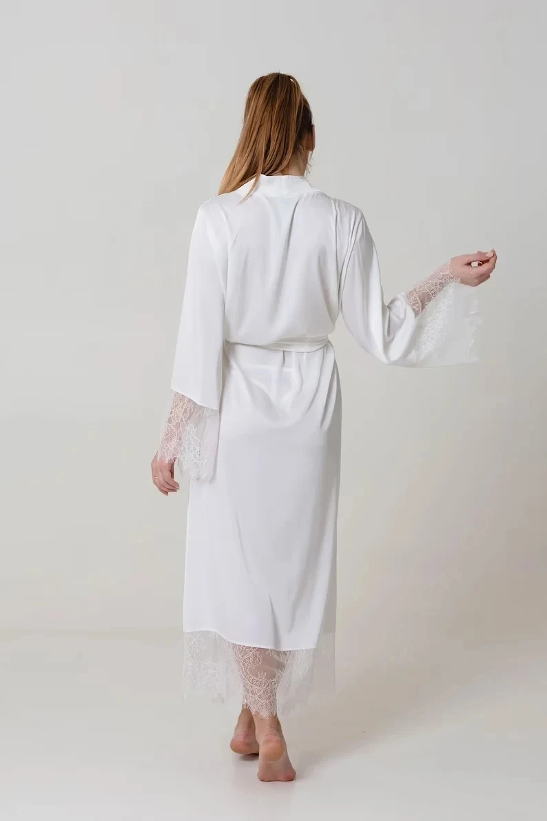 Bride Robes Lace Sleeves Wedding Kimono Women Bridesmaid