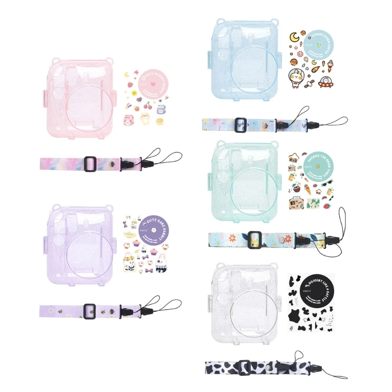 Clear Camera Case With Cartoon Camera Sticker Strap for Mini12 Camera Holder