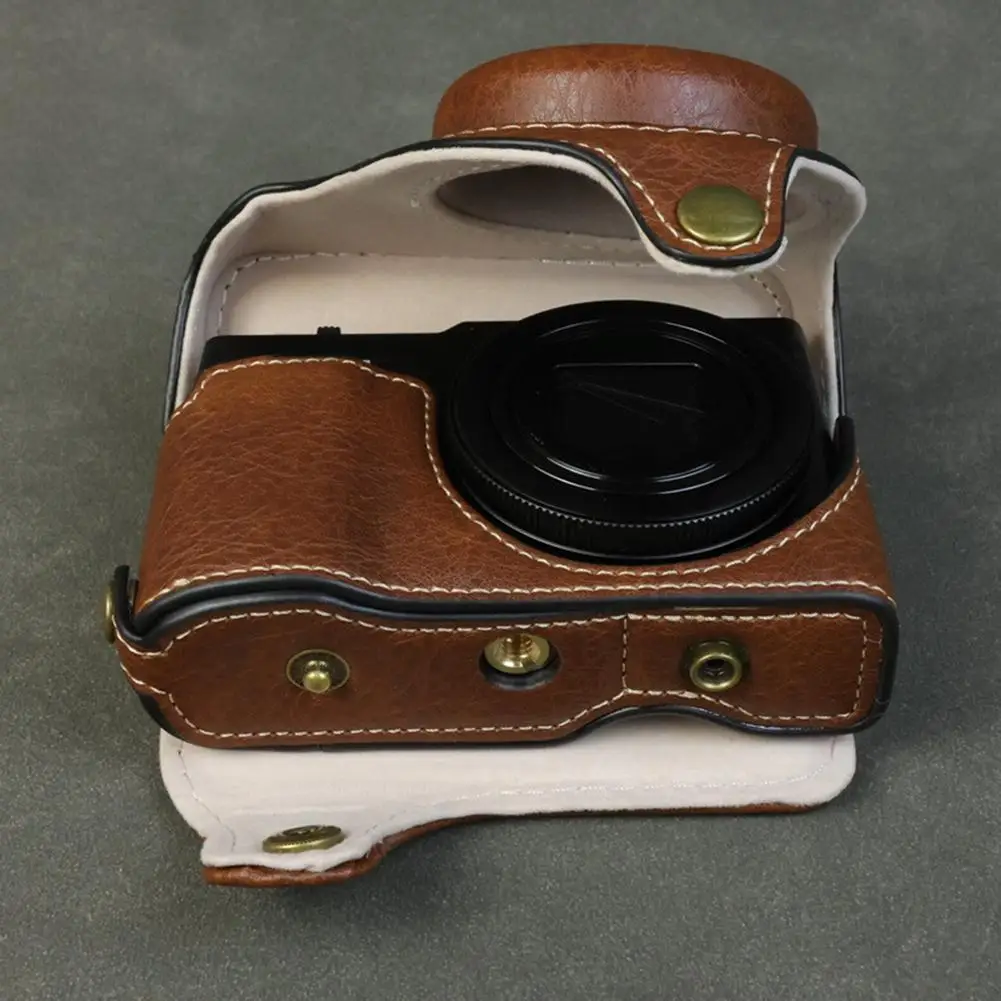 Camera Bag ZS99 Lumix TZ99 PU Leather Protective Cases Base Battery Replace Open-hole Housing Cover Strap camera case camera lens bag