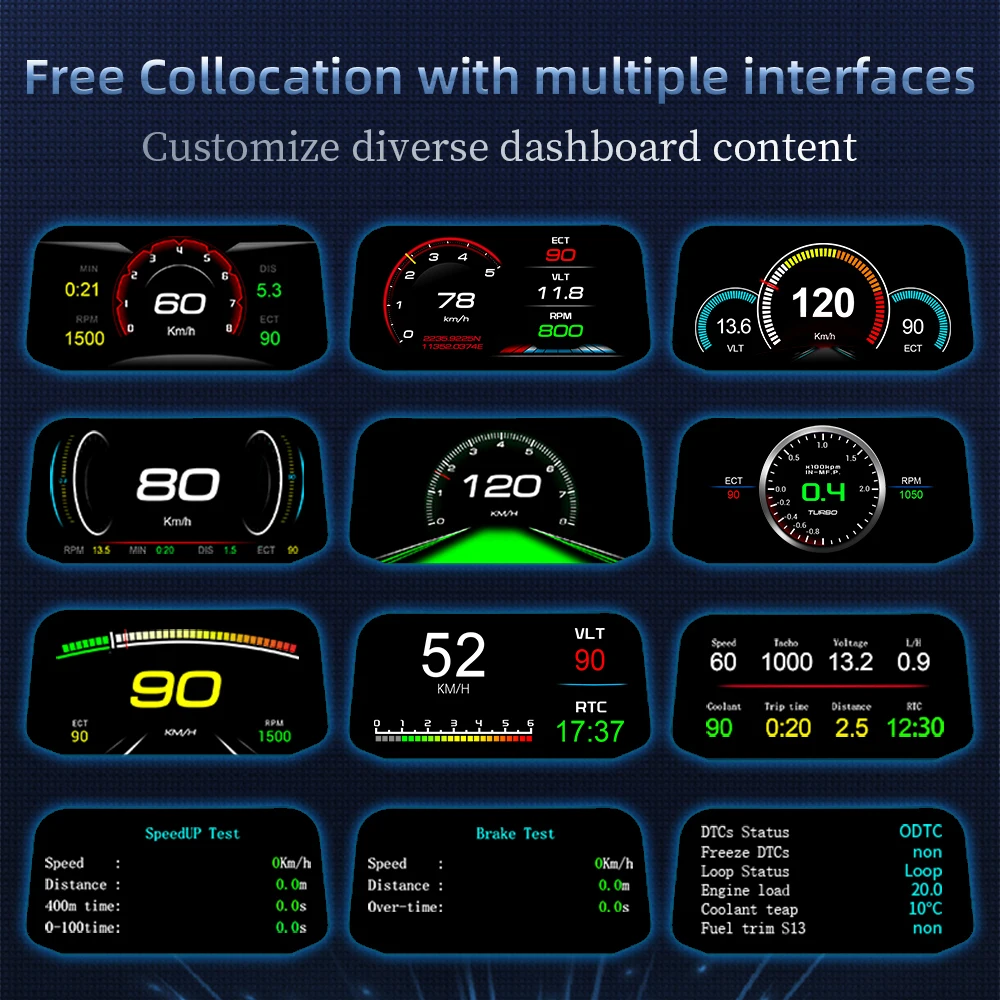 HUD ׺̼ GPS OBD ӵ  ÷, ڵ ׼ , HUD  , 6  ˶ , AD C3