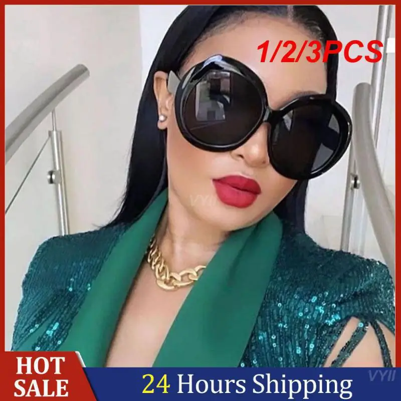 

1/2/3PCS Round Large Frame Sunglasses Sun Protection For Women Sun Glasses Brand Designer Vintage Big Round Sunglasses Oversized