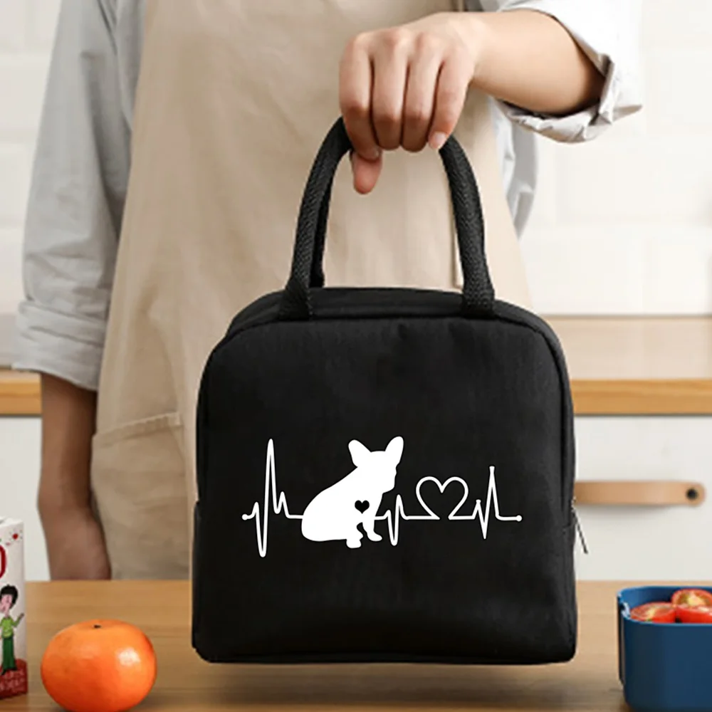 Insulated Lunch Bag  Zipper Cooler Tote Thermal Bag Lunch Box  Canvas Food Picnic Lunch Bags for Work Handbag Food Pattern