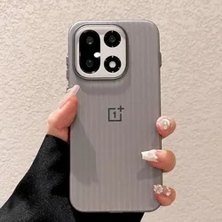 Magnetic Matte Transparent Luggage Stripe Phone Case with Hard Shell for Oneplus Turbo 6V (Black)