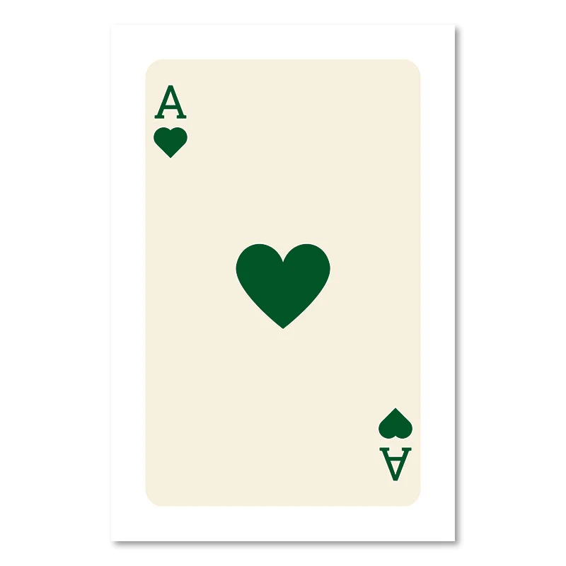 Framed 2Pcs Poker Queen Green Ace Card Lucky You Trendy Retro Canvas Wall  Art Print Card Poster Funny Trendy Casino Theme Party Minimalist Wall Decor