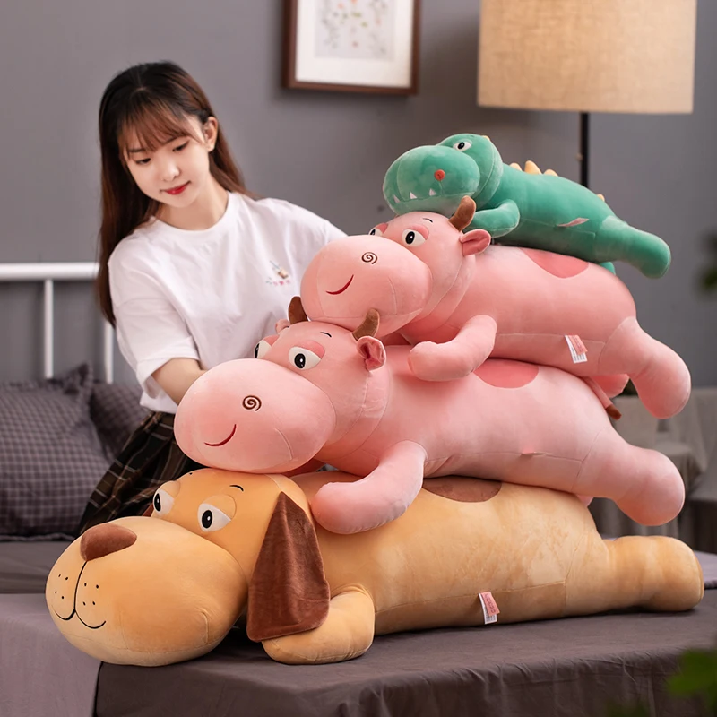 

Подушка плюшевая для сна, милая мягкая длинная собака, свинка, динозавр, Подушка для офиса, пауза, подарок для девочек, 1 шт., 55-75 см