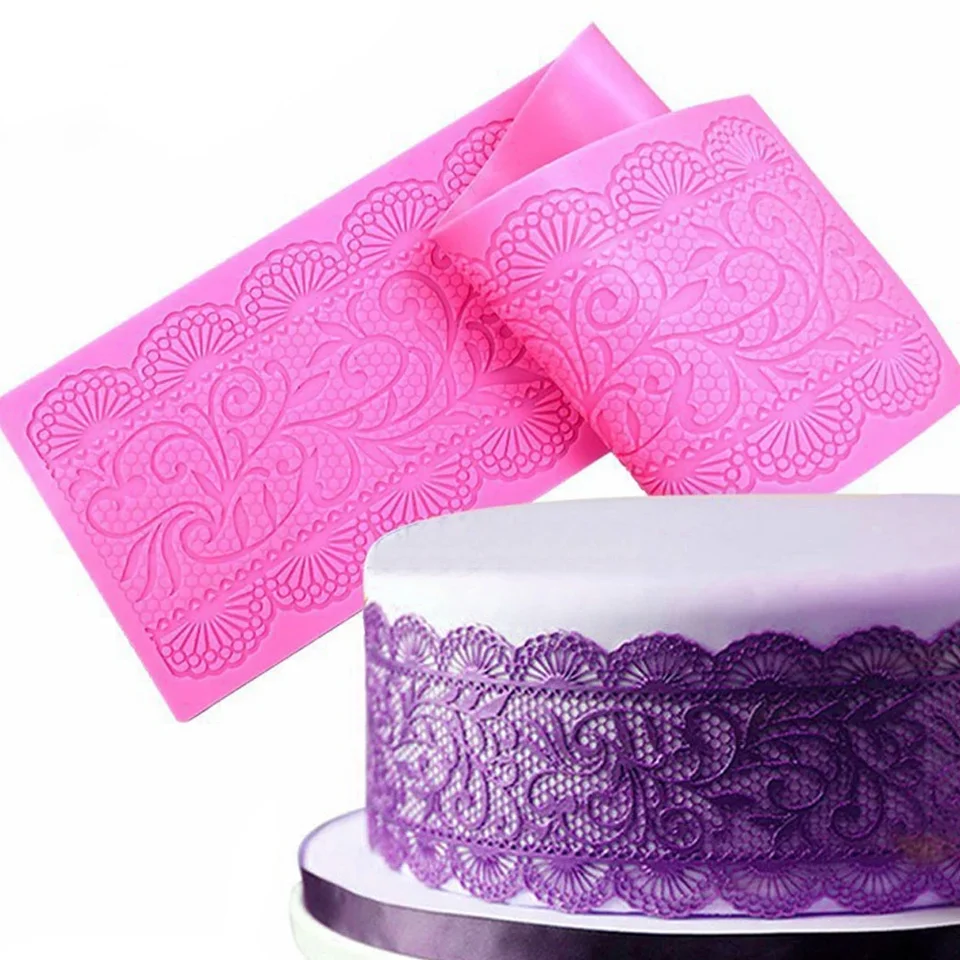 Silicone Fondante Pizzo Mat, Zucchero Craft Stampo di Impressione Torta commestibile Cucina Molecolare Decorazione, 3 fori Ramo