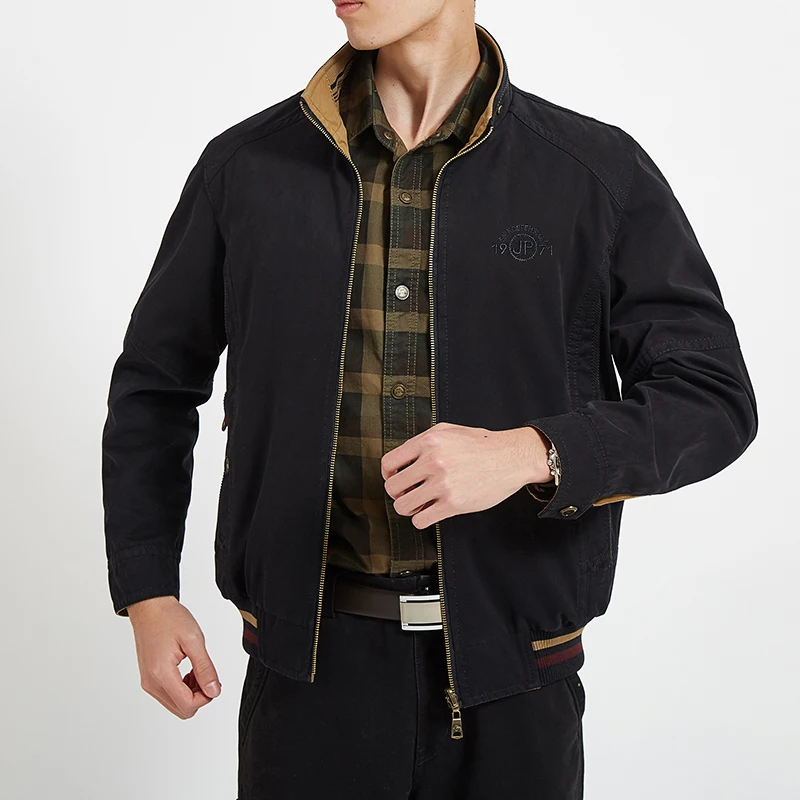 2024 New Spring Men's Bomb Jacket High Quality Luxury Double sided Cotton Khaki Coat Fashion Casual Men's Retro Tactical Jacket