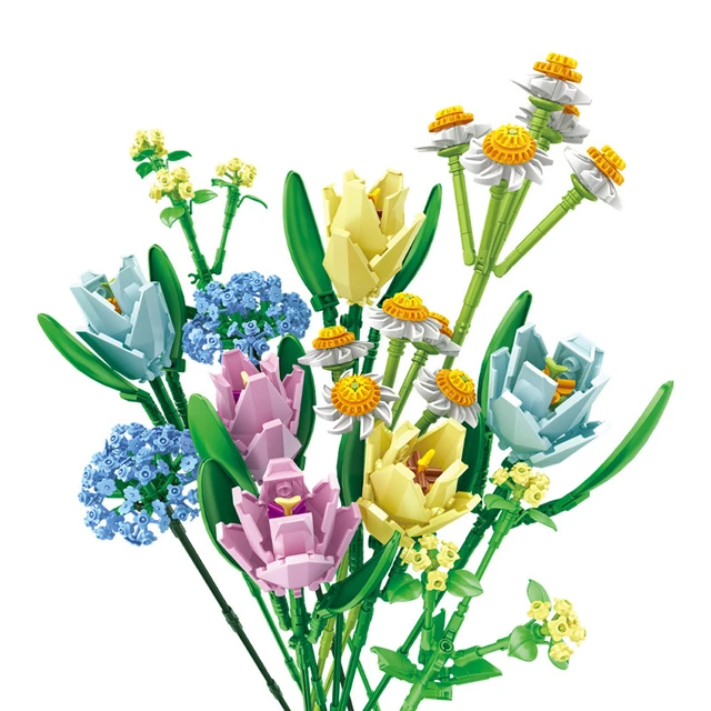 Lego Flower 3D, Building Block Flower, Gift for Girls