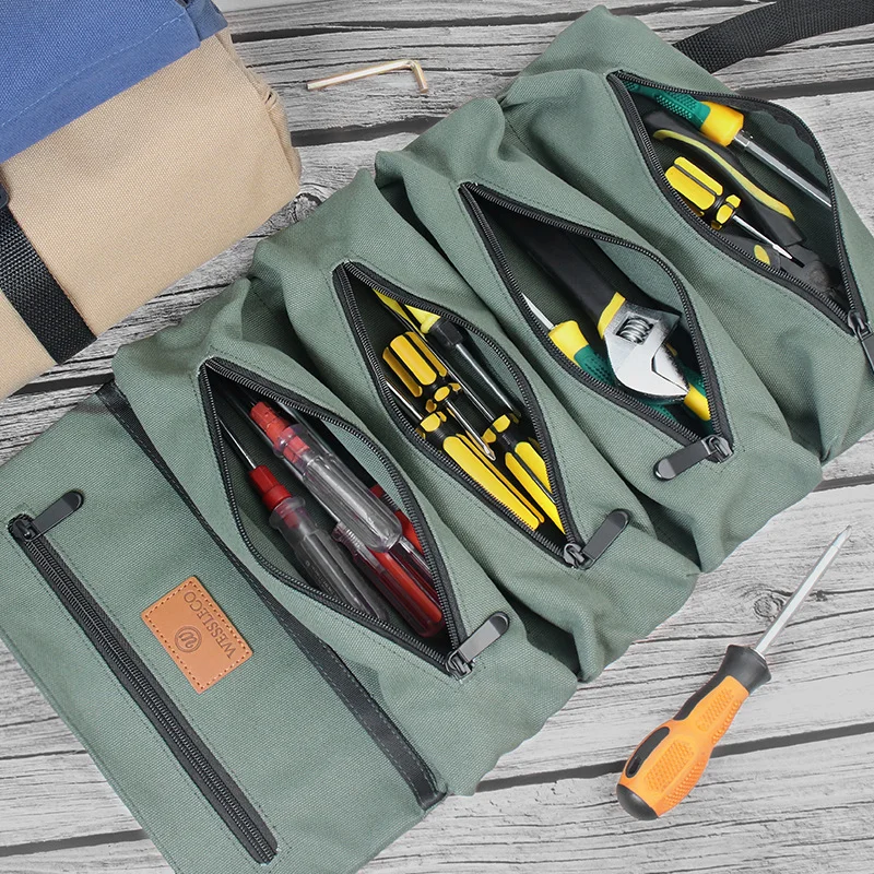 Portable Tool Roll Bag Pouch Wrench Screwdriver Pliers Roll Bag