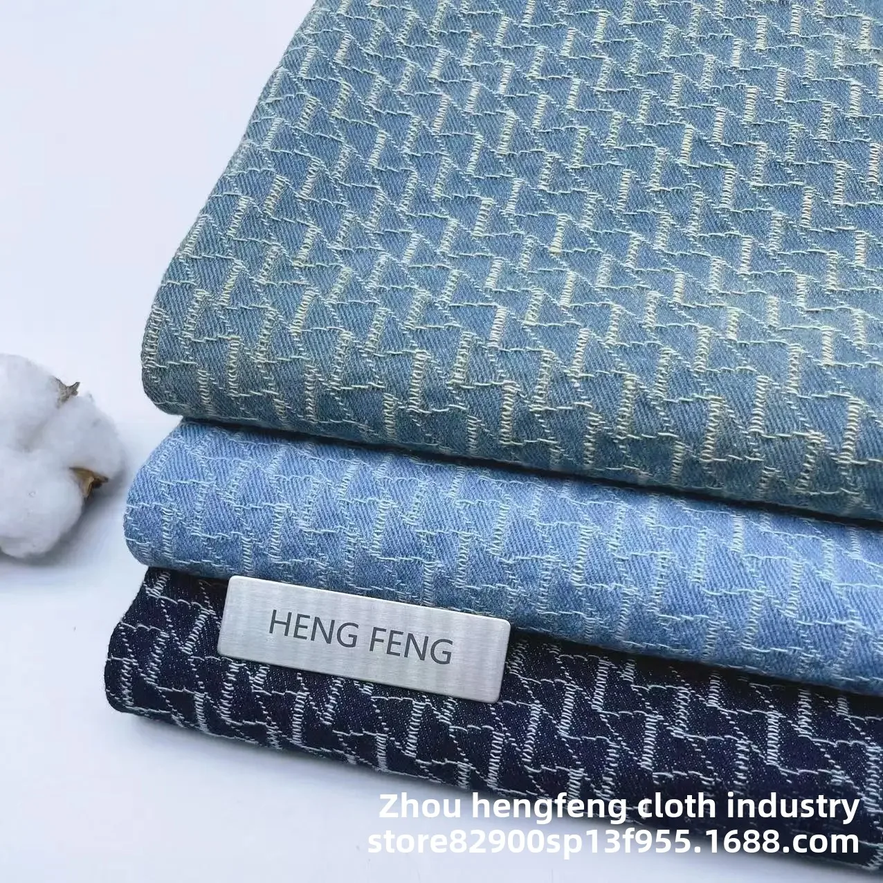 Washed Denim Fabric Embroidered Material for Pants Skirts Bags Shoes Spring Summer Autumn Three-dimensional Lines Pattern