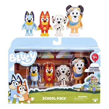 Bluey And Friends School Family Styles 4pcs/Set PVC Movable Joints Action Figure Model Dolls Children Birthday Decoration Toys