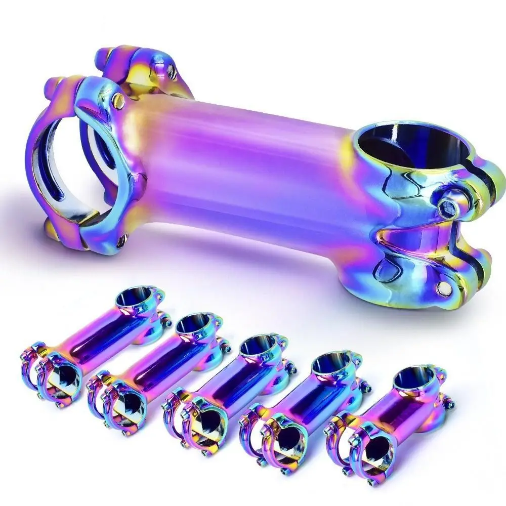 

60/70/80/90/100mm Rainbow Bicycle Stem ±7°/±17° Rise Bike Stem T6 Heat Treated Double Screw Locking Design