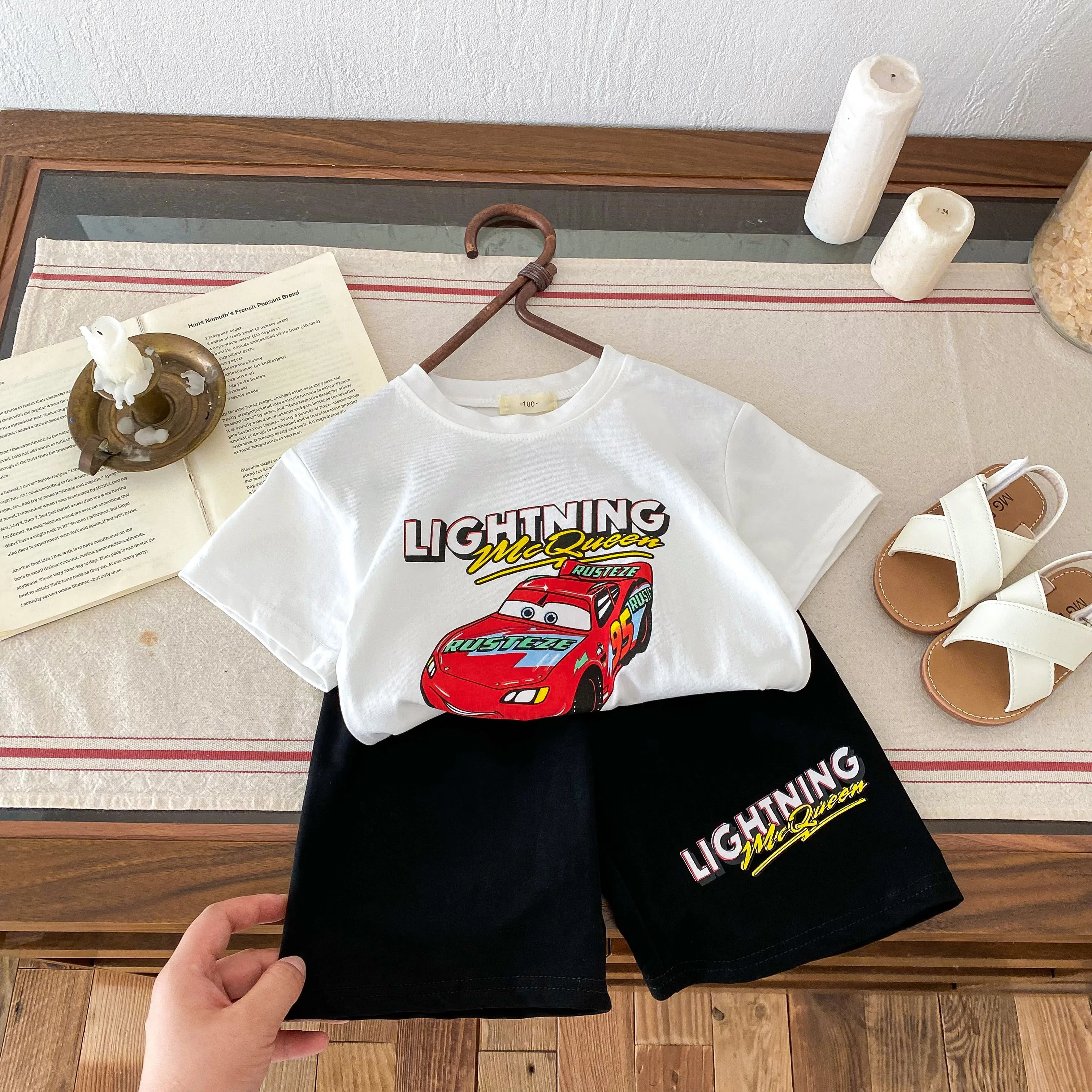 Children's Clothing Children's Short Sleeved Boys And Girls Summer Cartoon Fashion Baby Trend Set Short Sleeved Shorts Set 3